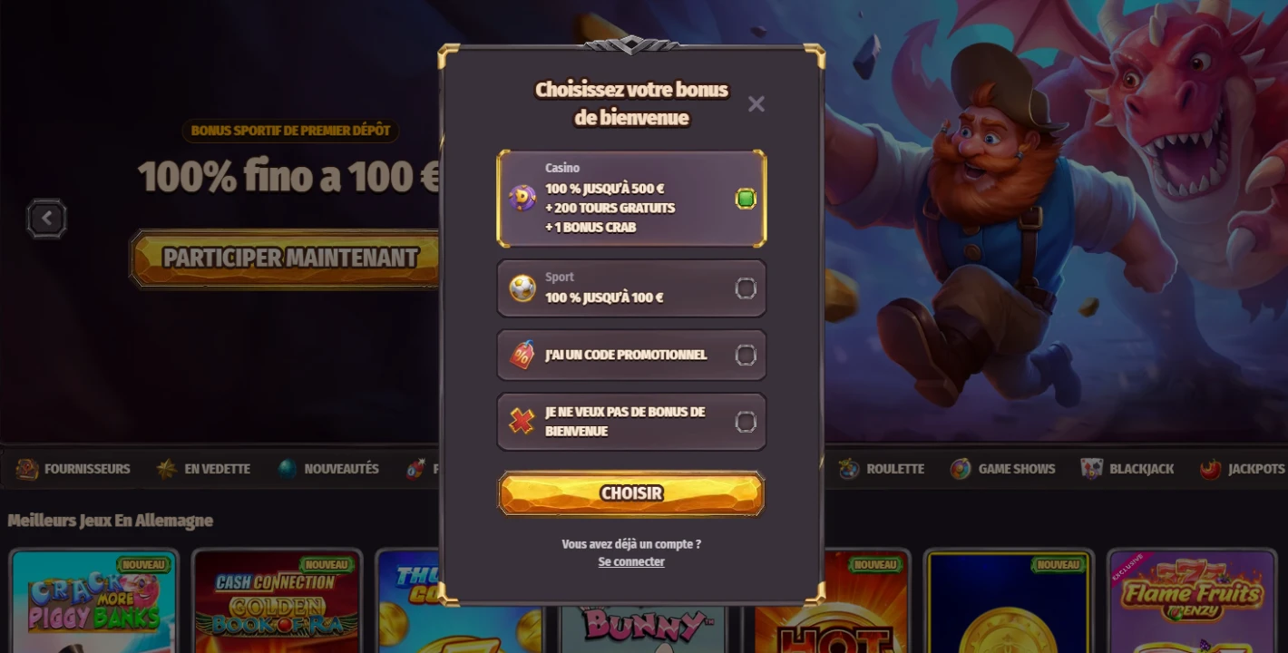 dragonia casino inscription
